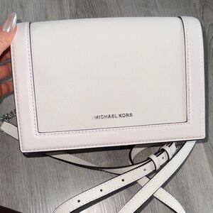 Michael Kors off white Crossbody Bag with Silver Logo